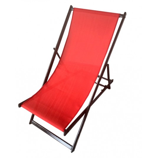 Leżak 3 pozycyjny MAXI aluminiowy stelaż czarny postarzany czerwona tapicerka